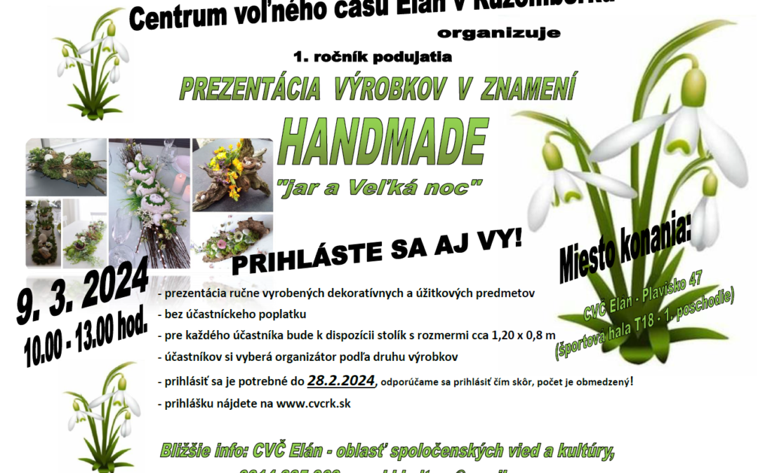 Prezentácia výrobkov v znamení Handmade – “JAR A VEĽKÁ NOC” – 9. marca 2024