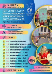 KURZY – Montessori pre deti (Implementácia prvkov do vyučovania v ZŠ)