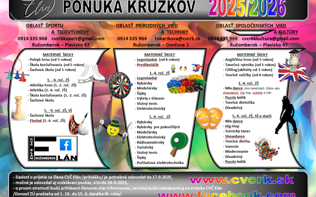 Ponuka krúžkov 2025/2026