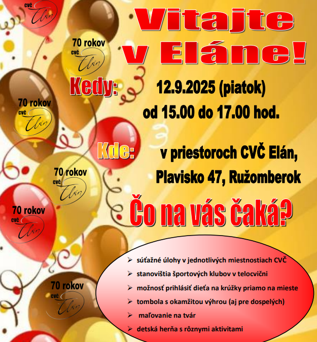 Pozývame vás na podujatie Vitajte v Eláne!