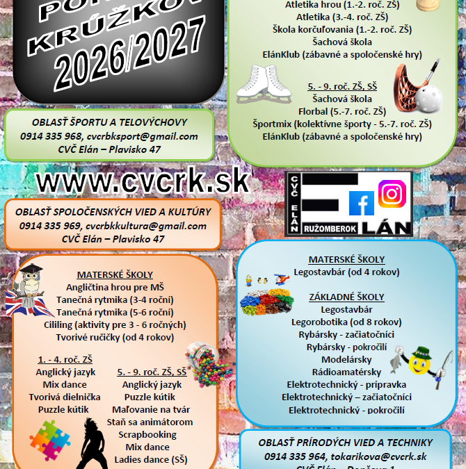 Ponuka krúžkov 2026/2027